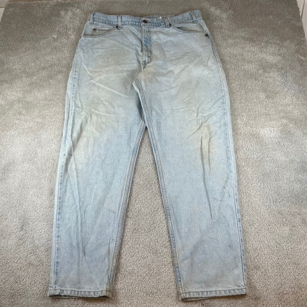 Vintage 1994 Levi's 550 Relaxed Tapered Jeans Mens 38x30 Light Wash Orange Tab